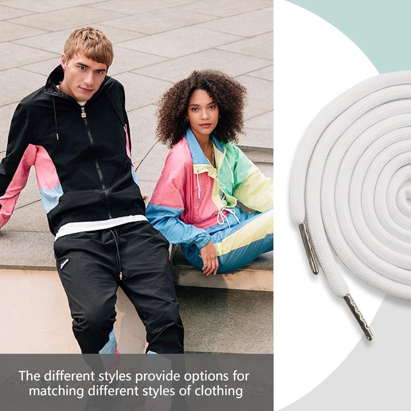 BOROLA 1Pcs 51 Inch Fashionable Durable Cotton Drawstring, Premium Hoodie, Sports Pants, Shorts Universal Drawstring Replacement (White Rope, Metal Head) - Image 4